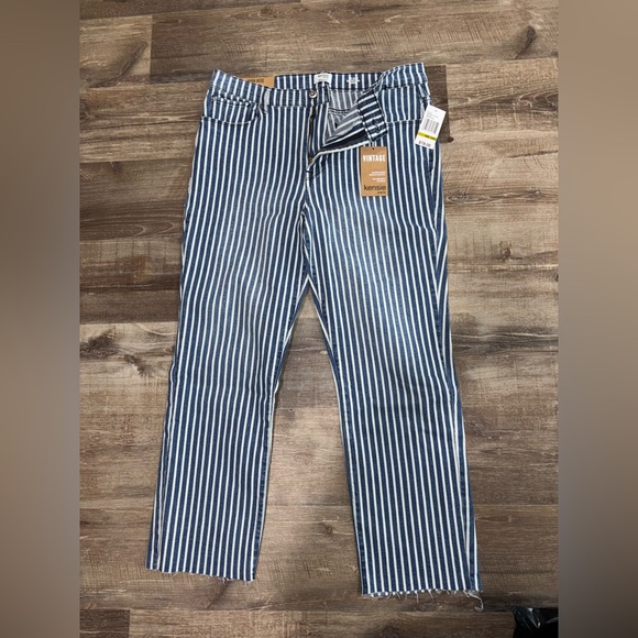 Kensie Denim - Kensie Blue & White Vertical Stripe Straight Jeans
